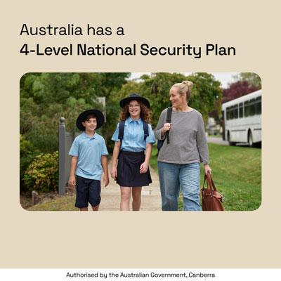 Australia has a 4-level National Security Plan. Authorised by the Australian Government, Canberra