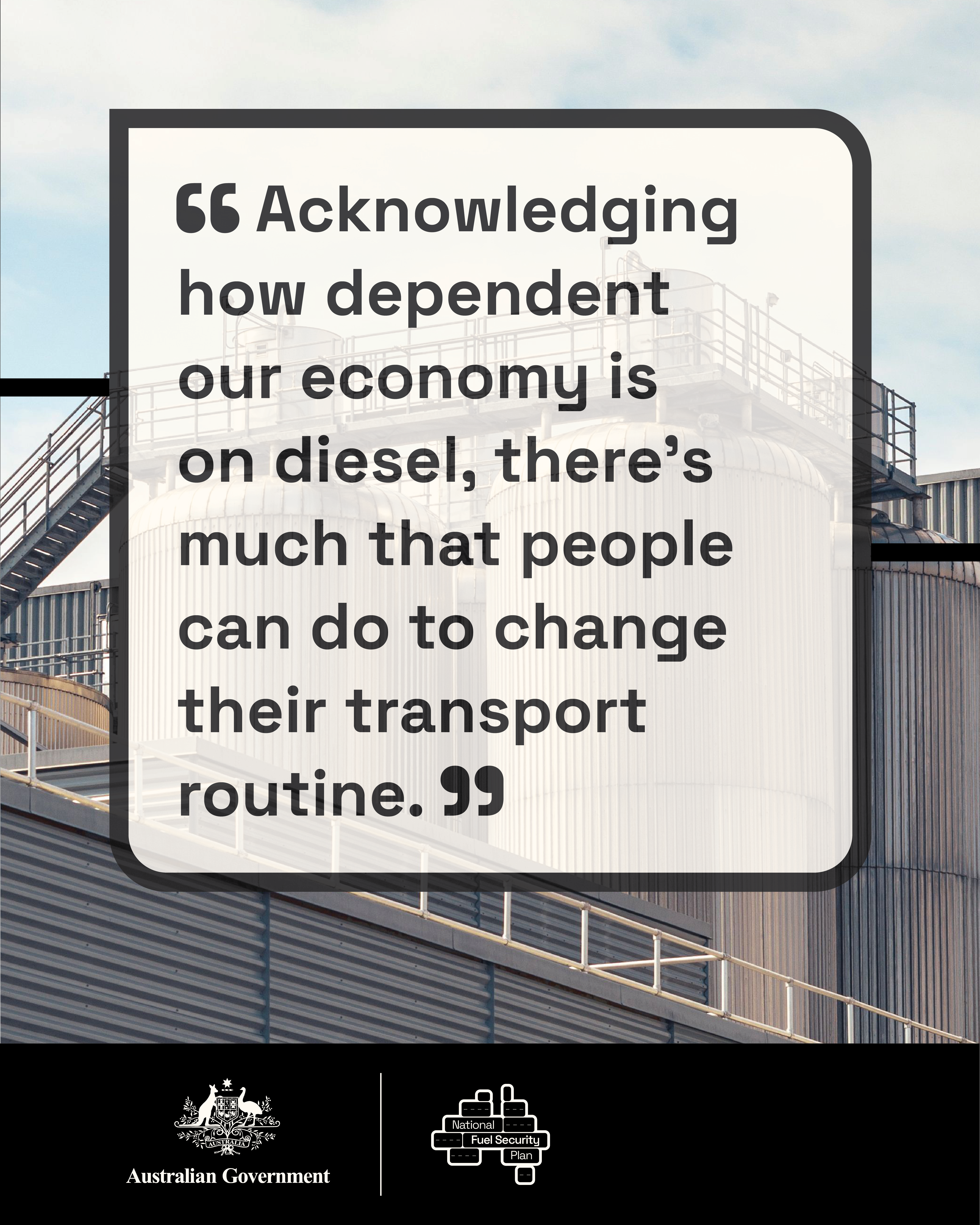Professor David Lee - University of New South Wales, acknowledging how dependent our economy is on diesel, there's much that people can do to change their transport routine.